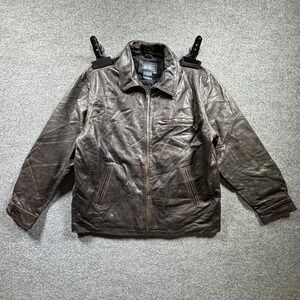 Vintage Cherokee Motorcycle Jacket Men's L Brown Leather Riding Racing Full-Zip